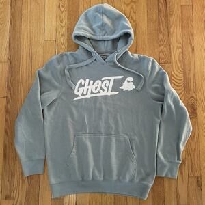 Ghost Sportique Hoodie Drawstring Pullover Sweatshirt Soft Gray Blue Men’s L